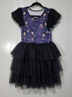 12-14 Kids Wednesday Addams Tulle Tutu Halloween Costume Whimsigoth Emo Dress